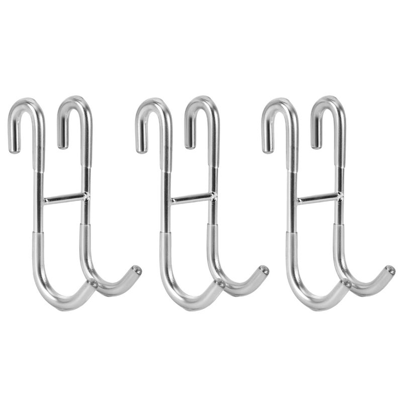 Simtive Shower Door Hooks (3-Pack), Towel Hooks for Bathroom Frameless Glass Door, Shower Squeegee Hooks, Silver - Image 1